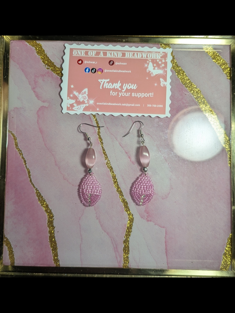 Handcrafted Pink Beaded Drop Earrings